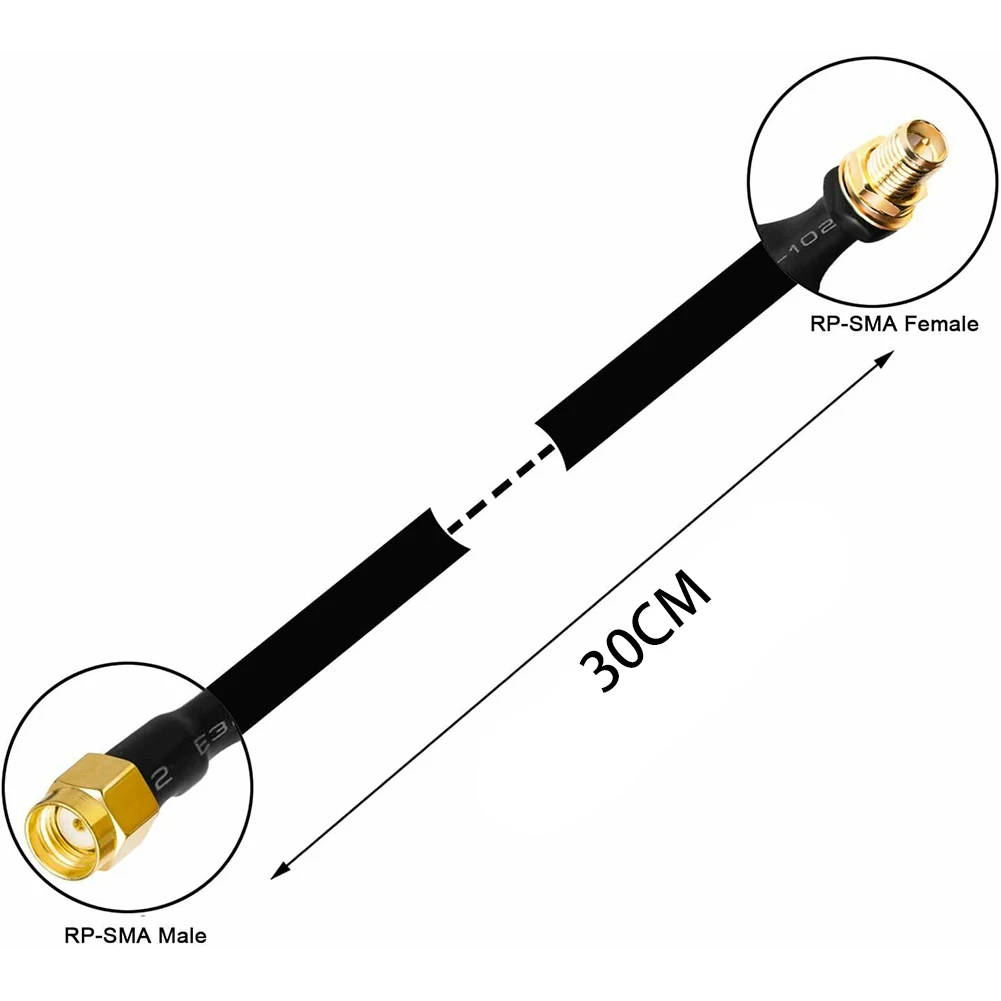 RP-SMA macho a RP-SMA hembra Cable coaxial plano extensión Pigtail 30cm para Cable de extensión de antena WIFI helio pérdida Ultra baja
