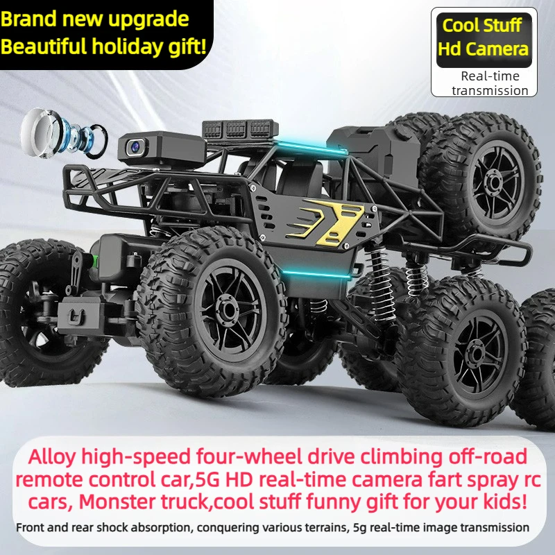 Cool Stuff Toy Car Funny Gift-Kawaii Climbing Off-road 4WD Rc Cars,8K HD Camera Fart Spray Rc Truck,Toys for Kids,Monster Truck