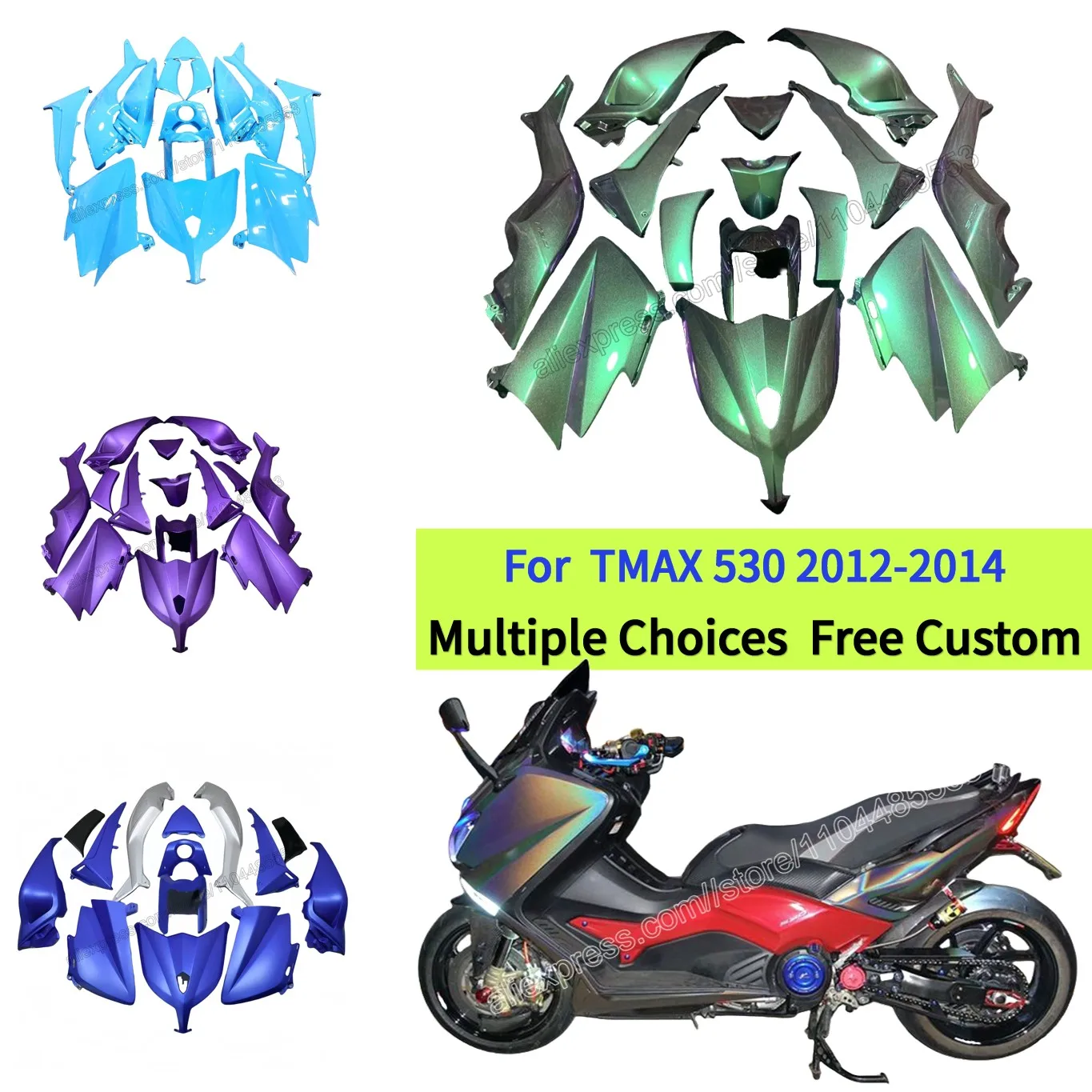 

Chameleon Green Purple Painted Fairing Kit for 2013 Tmax530 2014 T-MAX530 2012 TMAX 530 SJ09 Motorcycle Parts