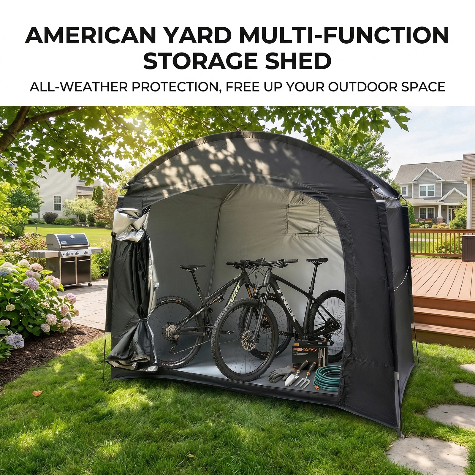 2‑3 Bikes Portable Bicycle Shed for Outdoor Events, Bike Storage Tent, Foldable Shelter for Bike Parking