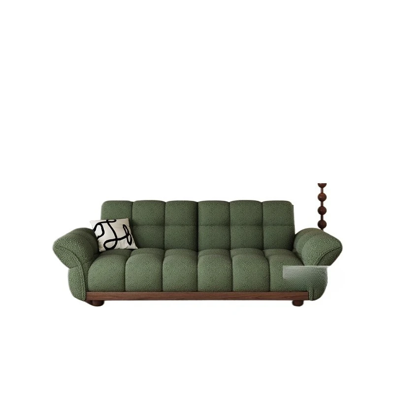 

Nordic solid wood fabric sofa retro petal sofa simple living room straight row