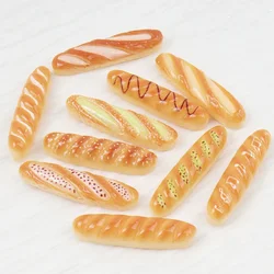 10Pcs/100PCS Miniatures Resin Food Play Baguette Bread DIY Resin Flat Scrapbooking Hair Bow Materials Embellishments Accessories