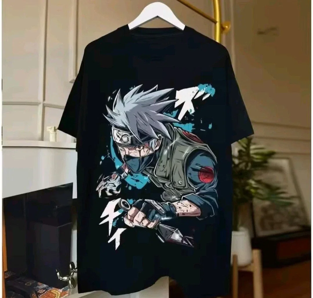 Camiseta gráfica de Naruto Shippuden kakashi, camiseta informal de manga corta de gran tamaño de Anime para hombres y mujeres, ropa informal de algodón, Tops de verano para Cosplay