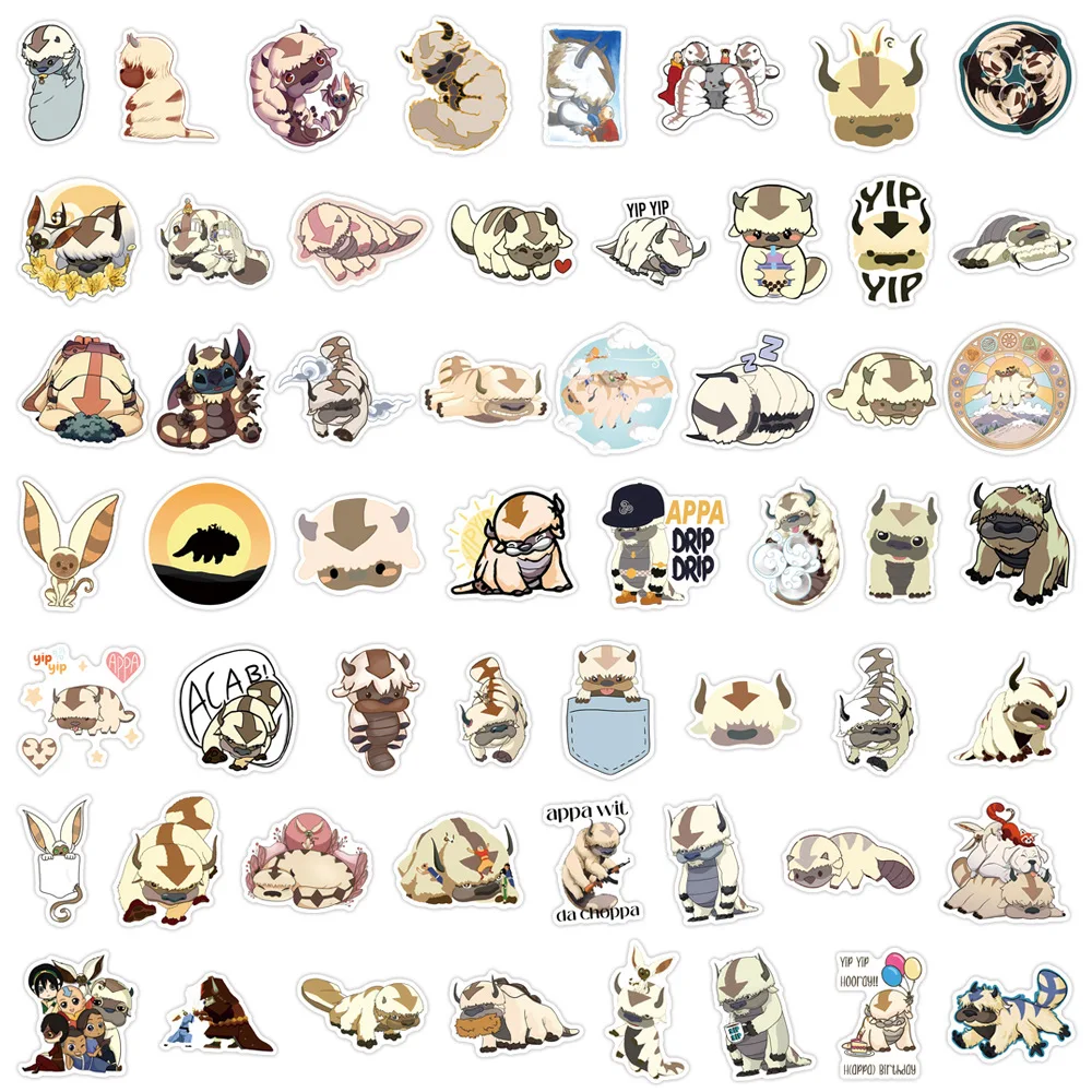 10/30/50/110 قطعة الصورة الرمزية: آخر Airbender Appa ملصق DIY على الجليد المحمول الأمتعة الكرتون الكتابة على الجدران الشارات ملصق للطفل