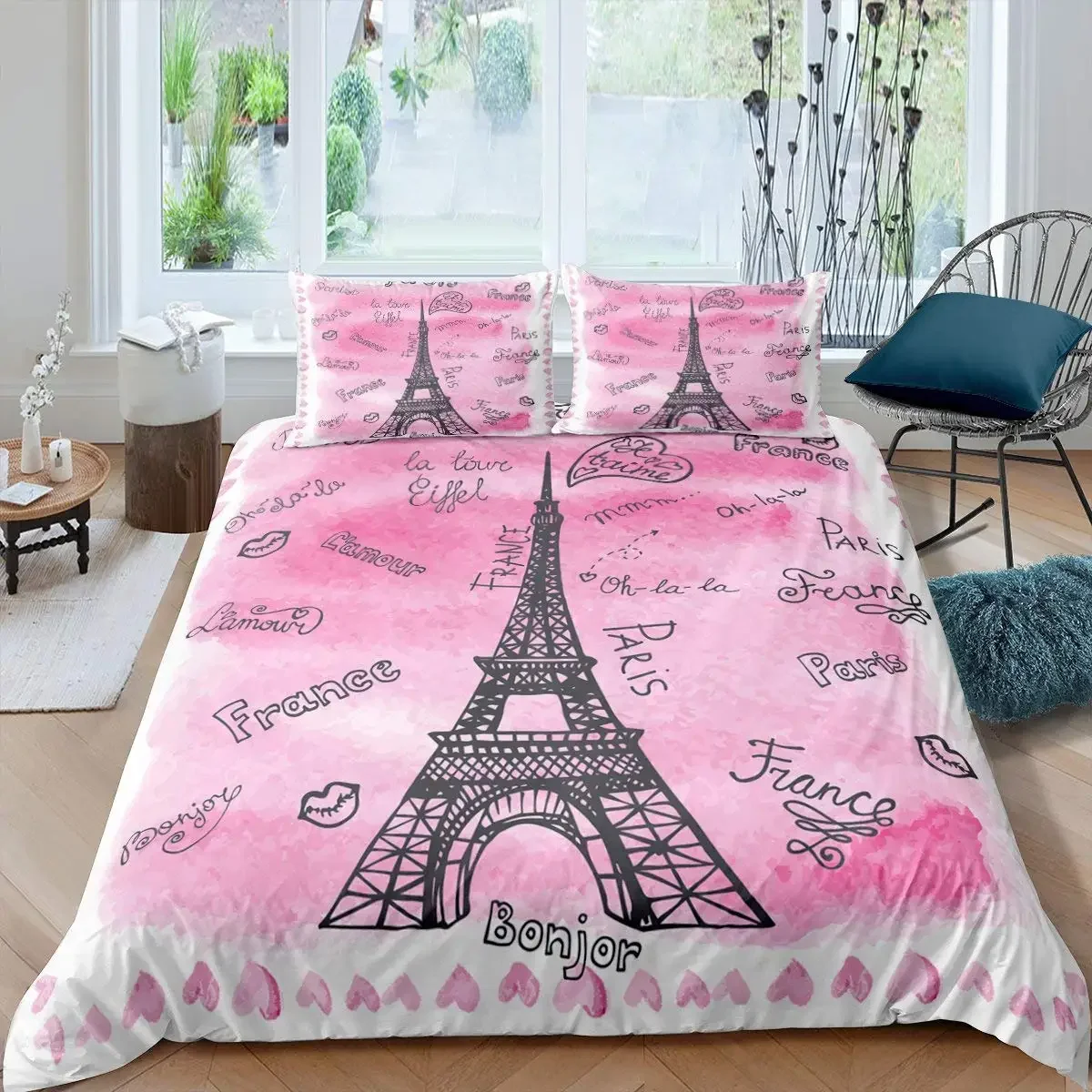 

3D Printed Lovely Pink Bedding Set Duvet Cover Bedroom Comforter Covers Single Twin King Size Quilt Cover Home Textile 2/3PCS