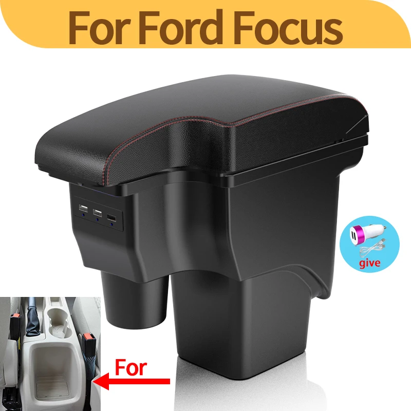 Do Ford Focus 2 Podłokietnik do Ford Focus mk2 Podłokietnik samochodowy Podłokietnik konsoli środkowej Schowek Skórzany wspornik Szczegóły wnętrza