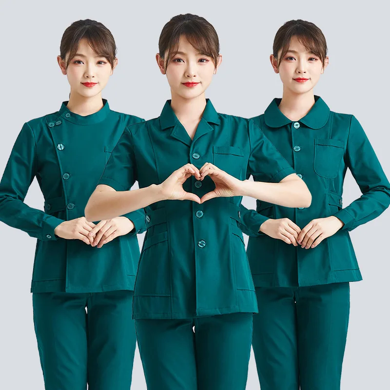 new-nurse-uniforms-women's-beauty-salon-long-sleeved-housekeeping-confinement-club-confinement-sister-in-law-work-clothes