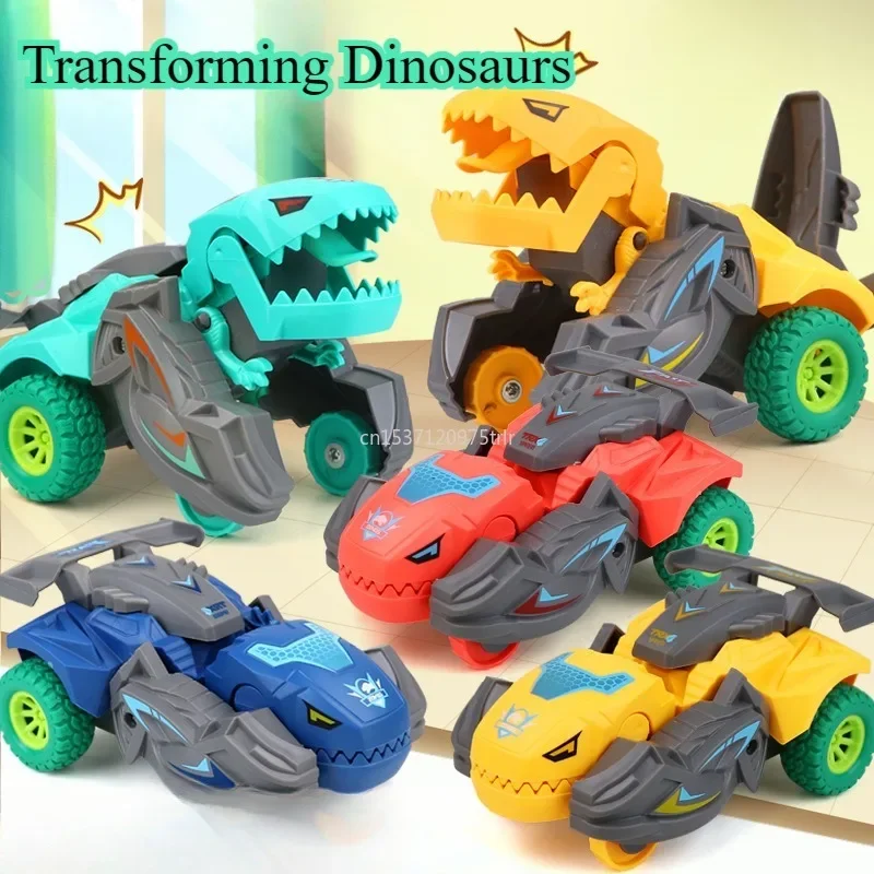 New Impact Deformed Dinosaur Toy Car Inertia Drop Resistant and Rotatable Racing Car Toys for Kids for Kids Old Birthday Gift