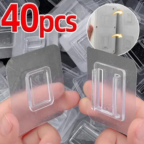 40/2pcs 양면 후크 투명 보이지 않는 Traceless 후크 자체 접착 벽 스토리지 홀더 주방 욕실 수건 키 랙