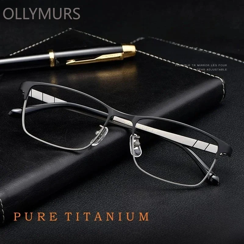 

OLLYMURS Сверхлегкие деловые высококачественные роскошные очки из чистого титана в ретро-квадратной оптической оправе для очков по рецепту для мужчин