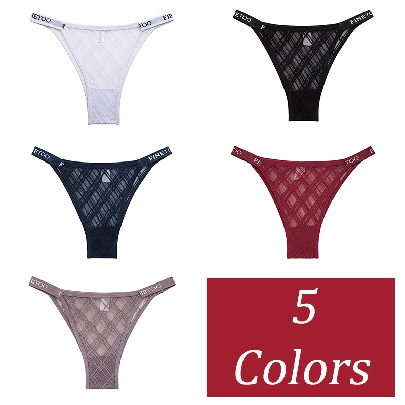 FINETOO S-XL Women Out Lingerie Hollow Out Panties Sexy Mesh Lace Briefs Seamless Low Rise See Through Brazilian Girls G-string