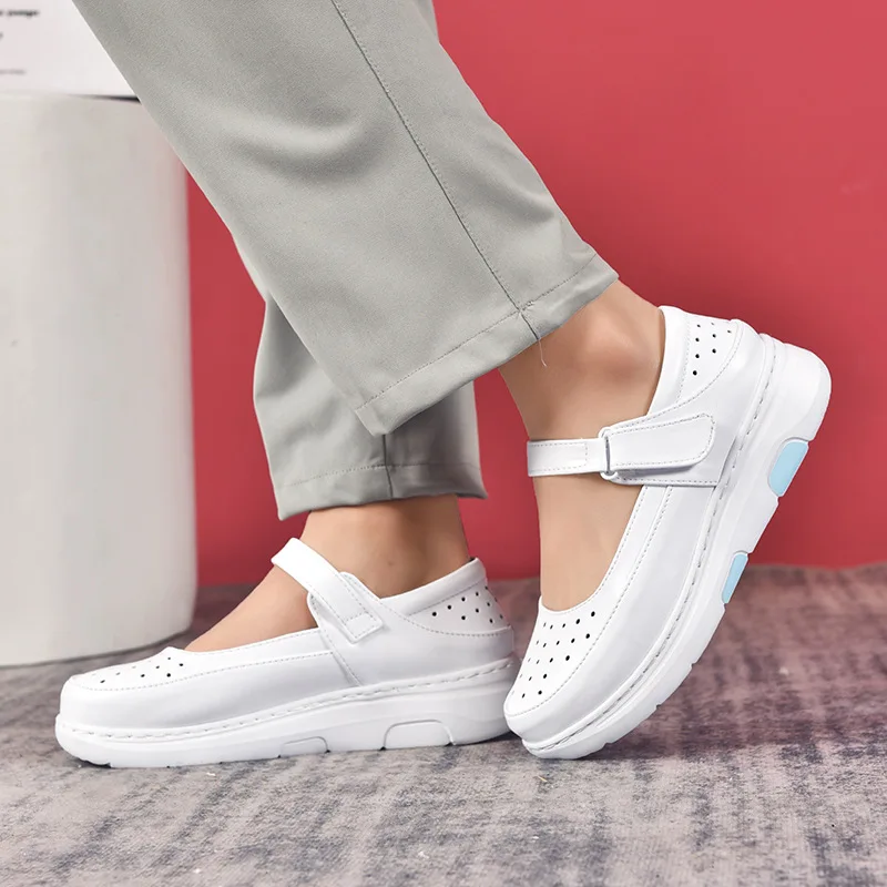 

2024 new nurse shoes soft soles summer comfortable thick soles increased breathable non-slip white shoes