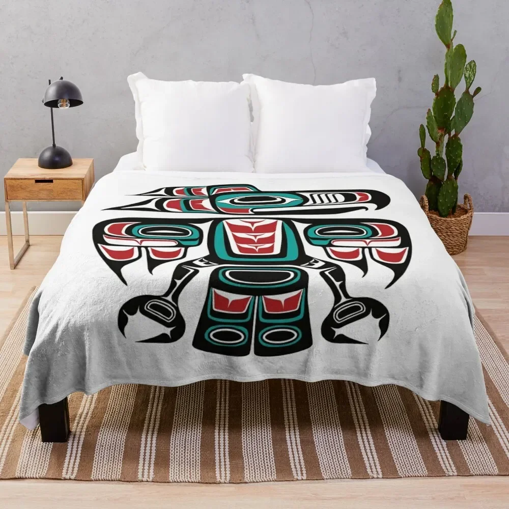 Haida Tlingit Native Raven Totem Throw Blanket Fluffys Large Tourist Sofa Throw Blankets