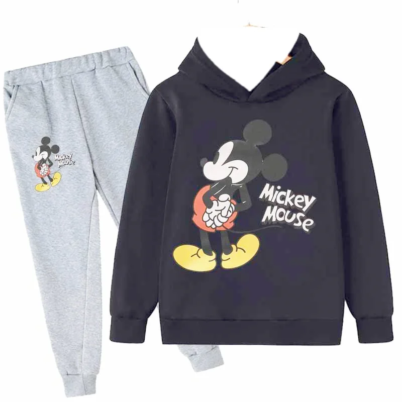 

Mickey Minnie Mouse Girls Suit Kids Long Sleeve Cartoon Hoodies+Long Pants 2pcs Set Child Sports Clothing Casual Girls Outfits