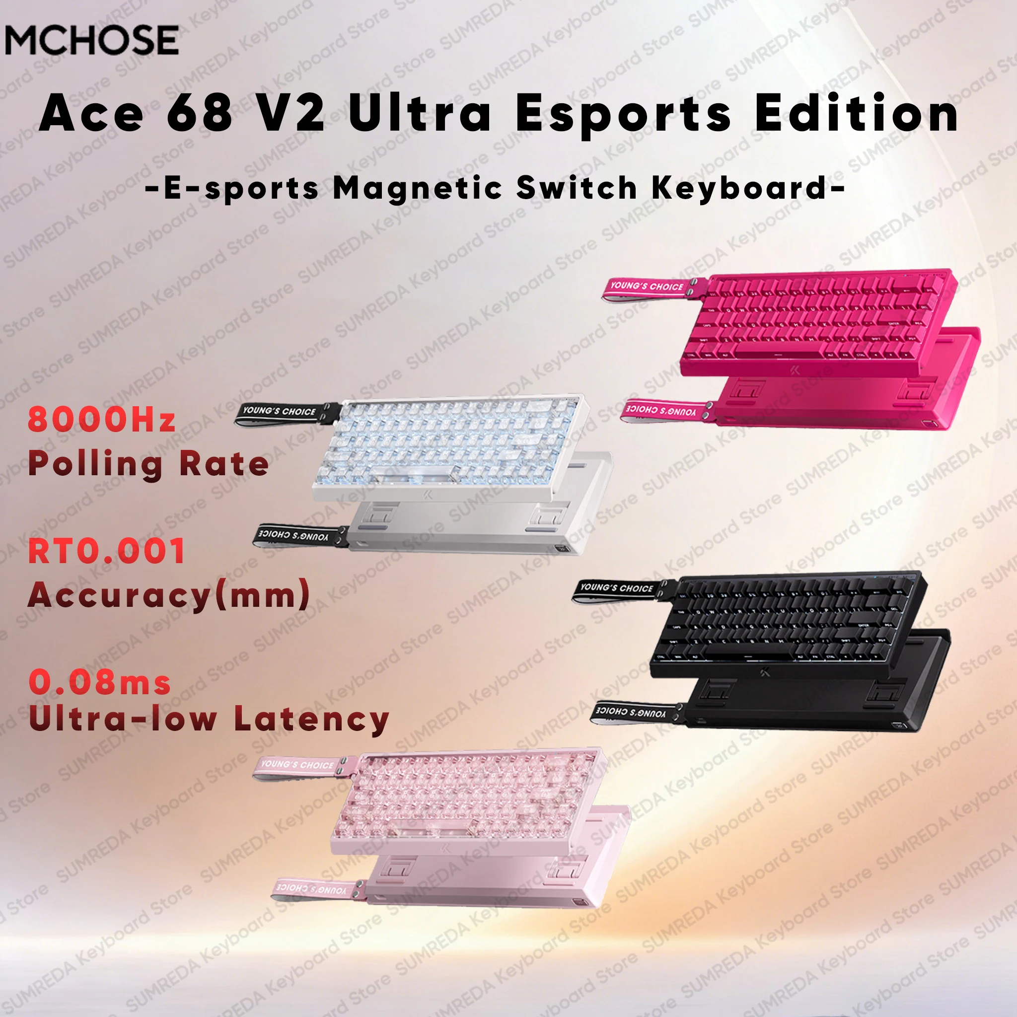 Mchose Ace 68 V2 Gaming Magnetic Keyboard Wired Rapid Trigger 0.001mm 8K 0.08ms Ultra-low Latency 256K Scan Rate Gamer Keyboard