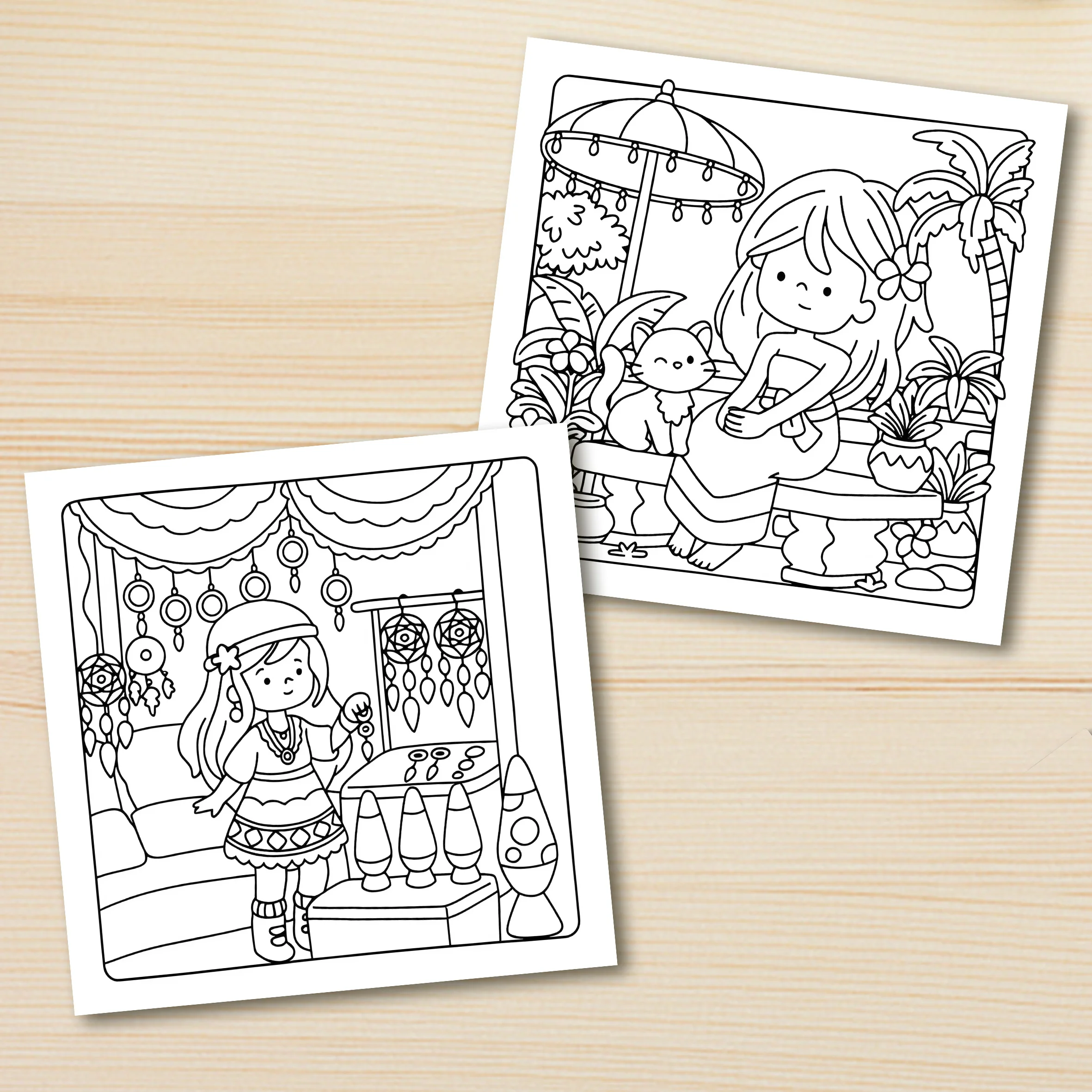 BOHO GIRL: Coloring Book for Adults Featuring Cute Cozy Daily Activities for Relaxation (Cozy Spaces Coloring)