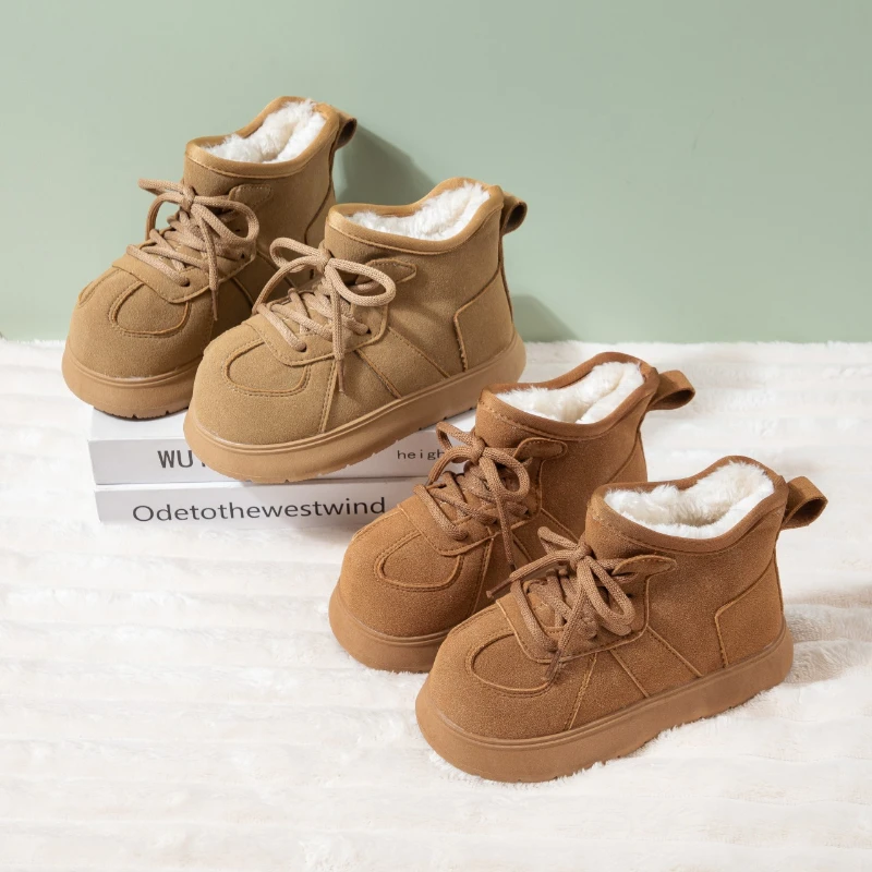 

Winter Snow Boots For Children Waterproof Teenager Kid's Plush Boots Soft-soled Anti-slippery Boy's Girl's Boots