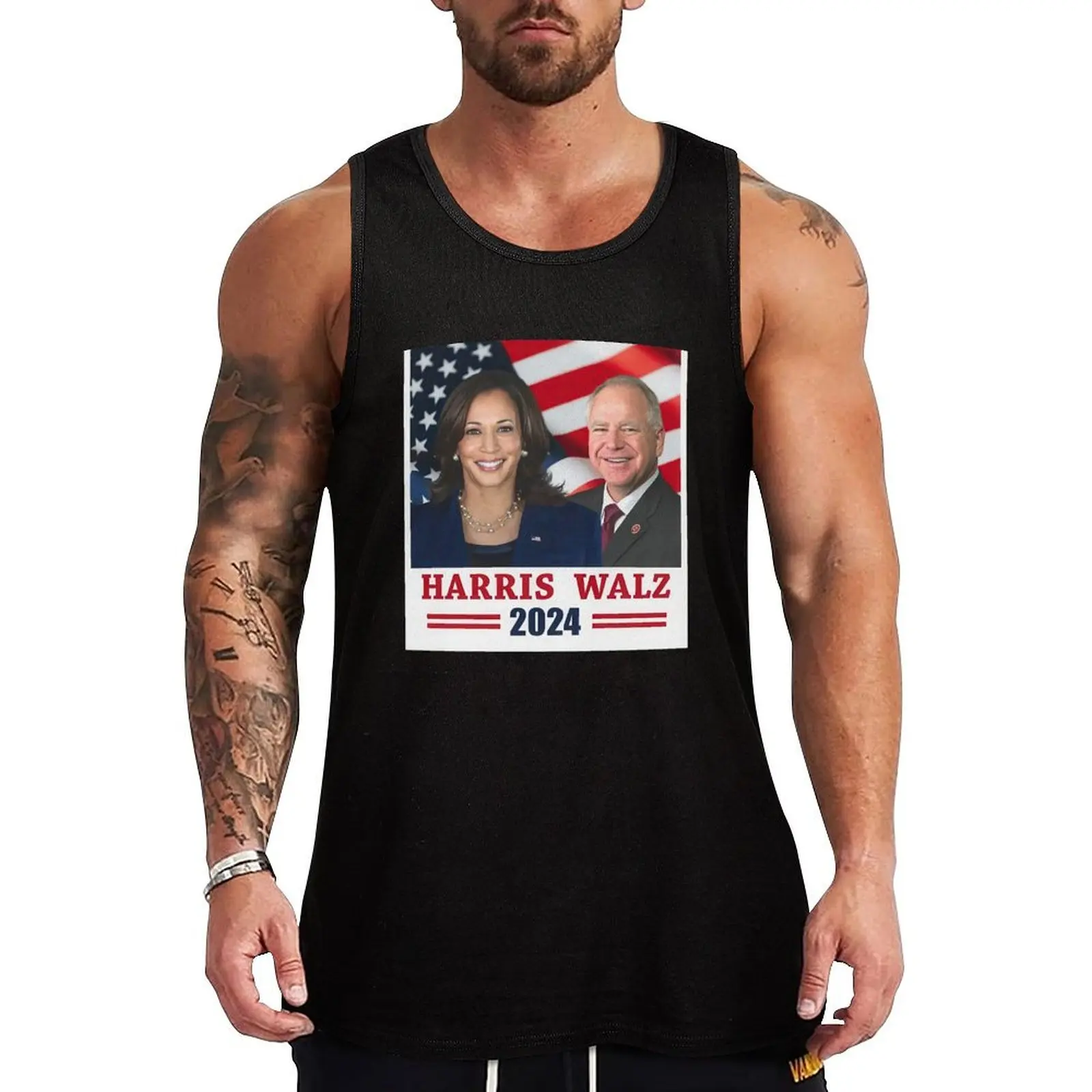 

Harris Walz For America Tank Top training weight vest summer Men's tops men gym clothing