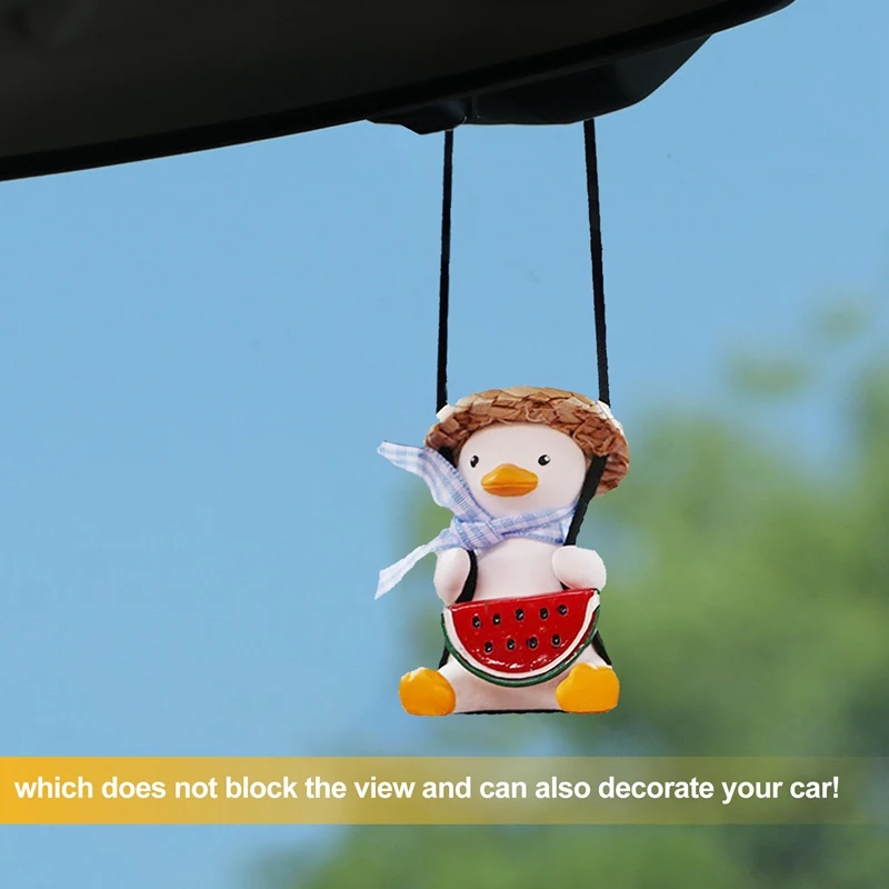 2Pcs Swinging Duck Car Hanging Ornament Swing Duck Car Mirror Cute Anime Car Accessories Car Decoration Ornament Gift