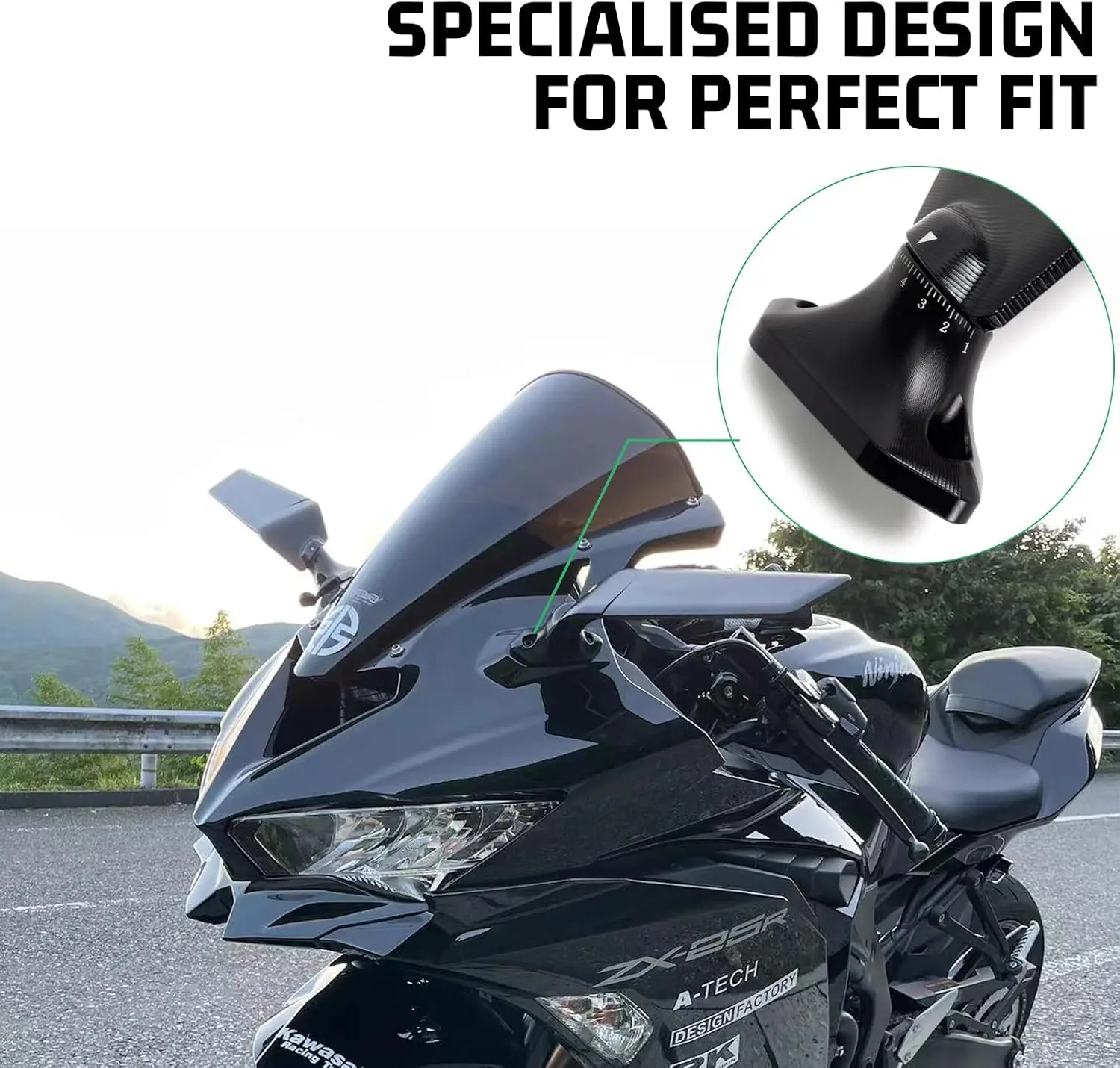 Motorcycle Rearview Mirror with Rotating Side Winglet Wind Wing, Fits 2018-2024 400 650 636 300 250 Models, Sleek Styling