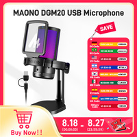Maono DGM20 Gaming Microphone,USB Microphone Condenser Mic RGB Gaming Mic with Noise reduction software,Mic Gain,One Key Mute