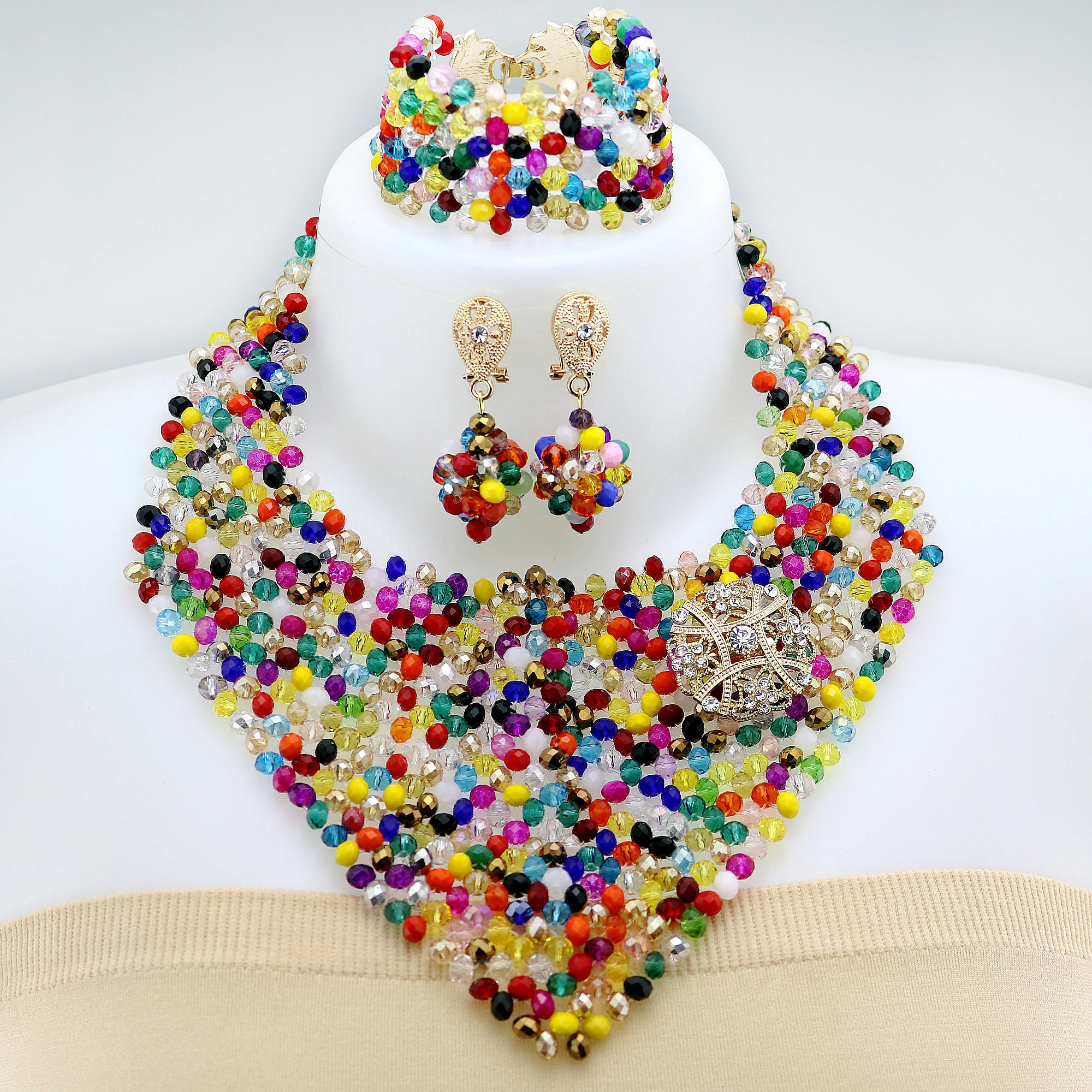 2024 New Crystal Jewelry Set Latest Crystal Jewelry Sets Luxury African Wedding Bridal Crystal Beads Jewelry sets Nigerian Women