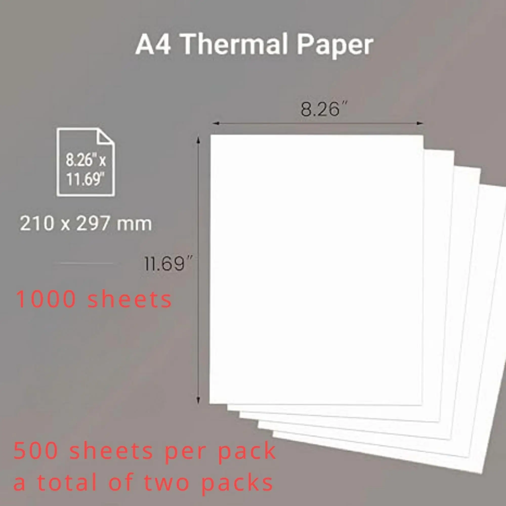 2 Packs of A4 White Printer Paper - 1000 Sheets, 80gsm Photocopy & Office Use (210 x 297 mm, 8.27 x 11.69 Inches)