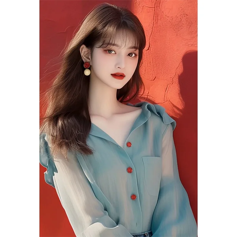 

New Autumn Solid Color French Style Elegant High-end Top Blouse
