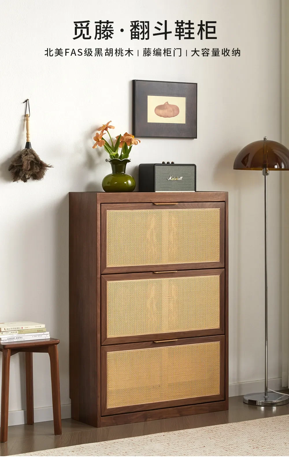 Household entrance solid wood porch cabinet shoe storage cabinet customization