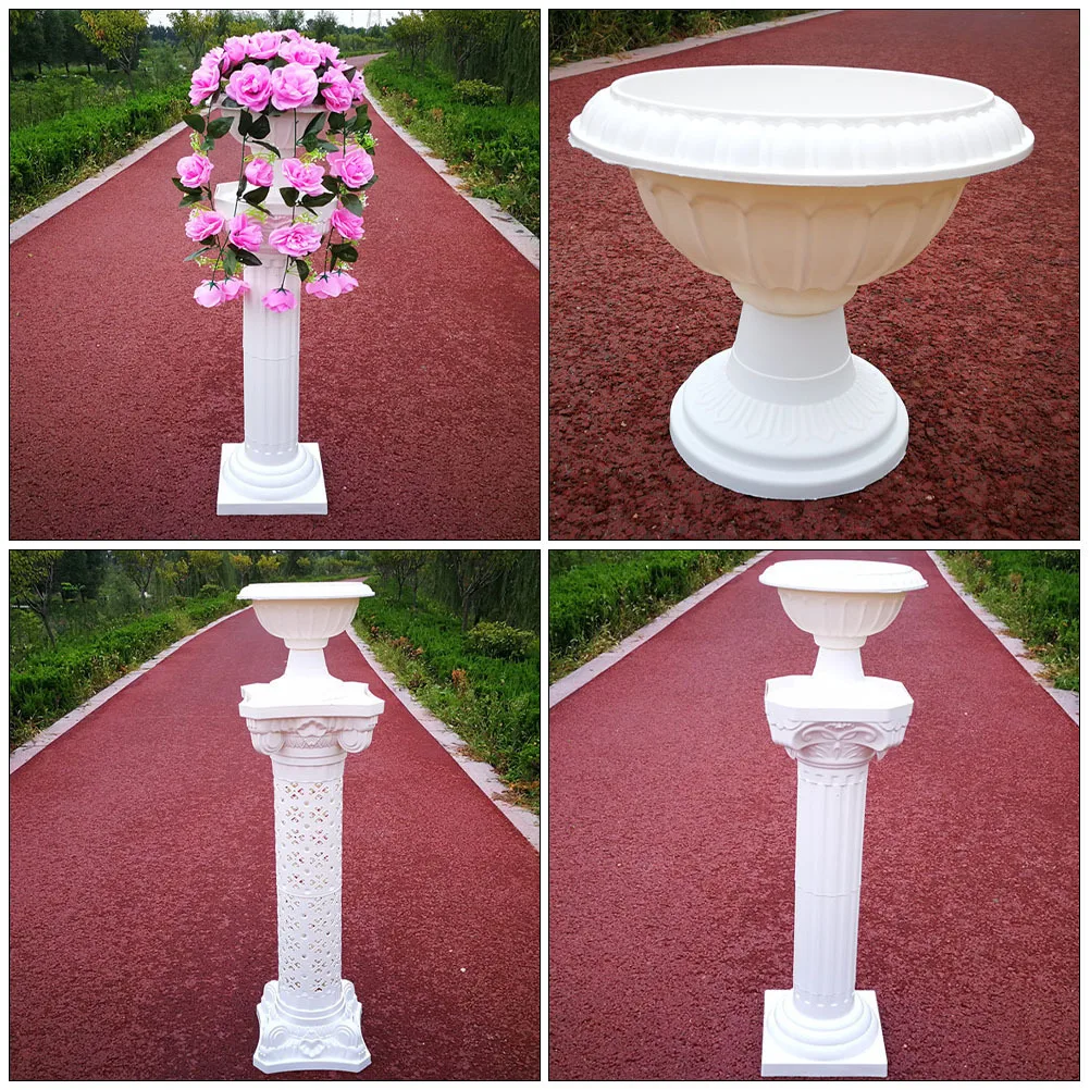 

2pcs Flower Pots Decor Grecian Design Outdoor Garden Planter Wedding Party Container Balcony Courtyard Decoration