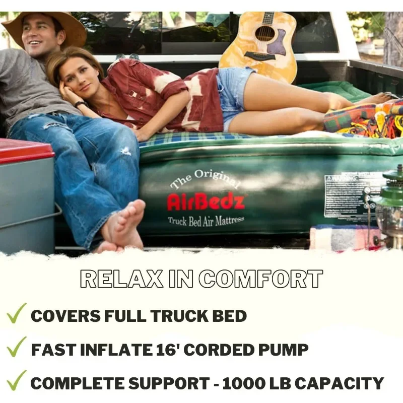 

Outdoors AirBedz Lite PPI PV202C Full Size, Short 6'-6.5' Truck Bed Air Mattress with DC Corded Pump (76"x63"x12" Inflated)