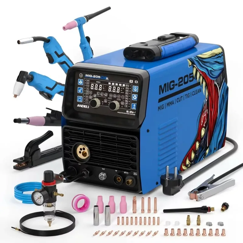 110V  220V  MIG-205DP 10 in 1  MIG TIG CUT MMA and Flux Clean Welding Machine
