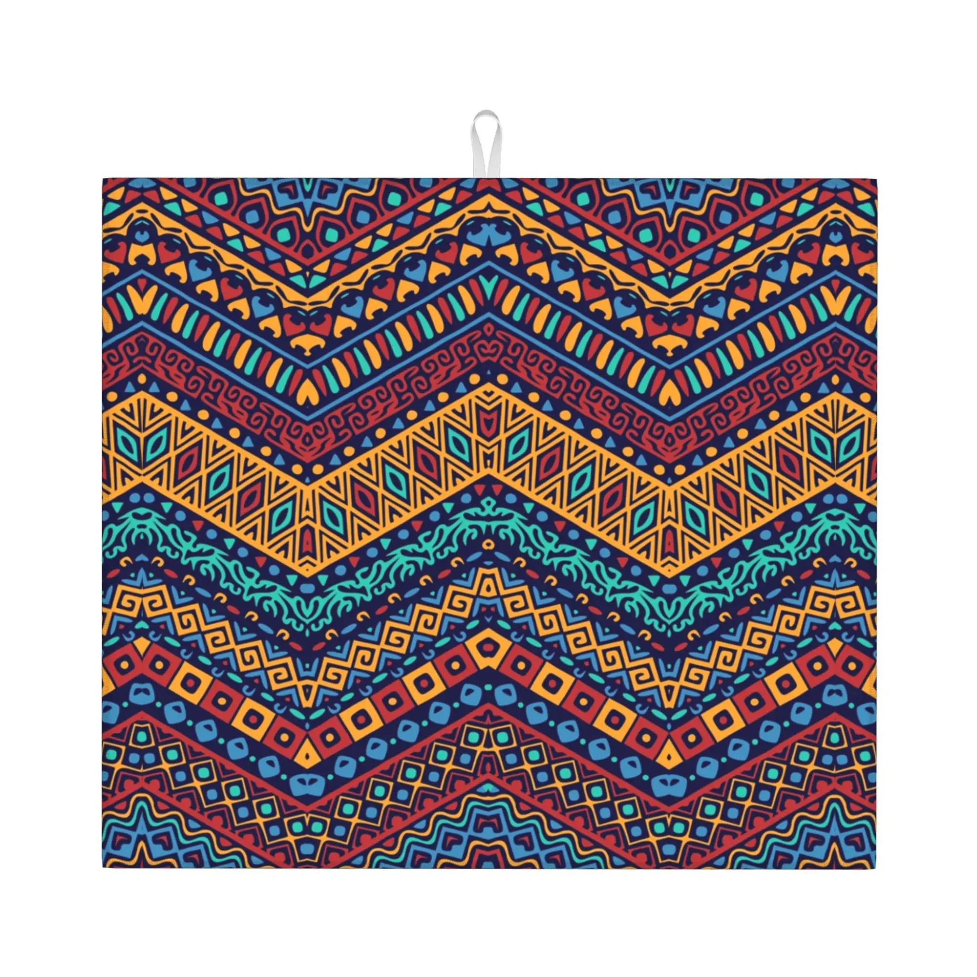 Colorful African Tribal Print Non‑Slip Waterproof Absorbent Barware Tableware Ankara Ethnic Bathroom Drying Mat For Kitchen