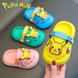 Kapcie dziecięce Pokemon letnie buty na plażę wnętrze antypoślizgowe miękkie dno Kawaii Pikachu Anime peryferyjne zabawki prezent urodzinowy