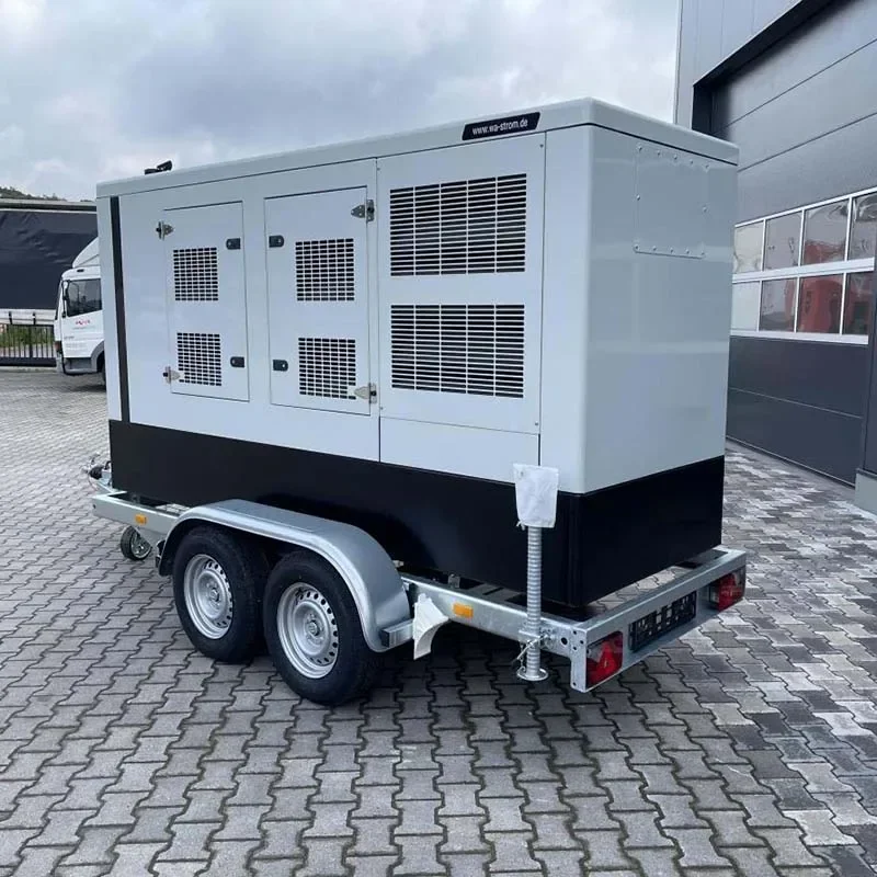 Mobile trailer type diesel power generator 60kw with wheels and canopy 60kva diesel generator silent