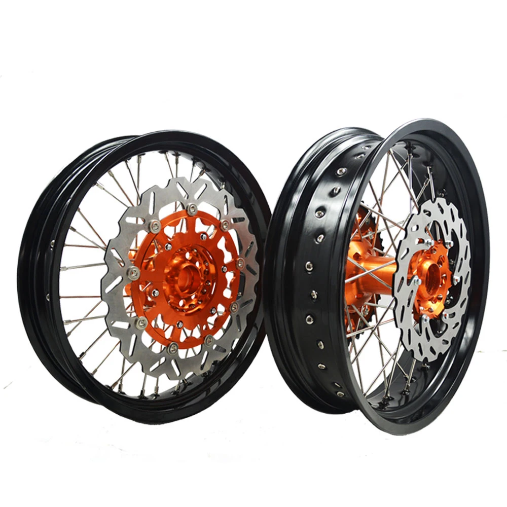 

MOQ 1set Complete Motorcycle Super Motard Rims wheel hubs aluminum alloy wheels for KTMS EXC 125 250