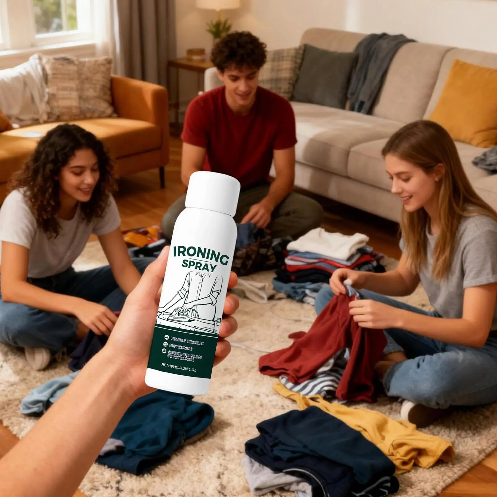 Spray Starch for Ironing Clothes 100ml Anti Static Wrinkle Free Ironing Spray for Cotton Linen Silk Fabrics Wrinkle Release