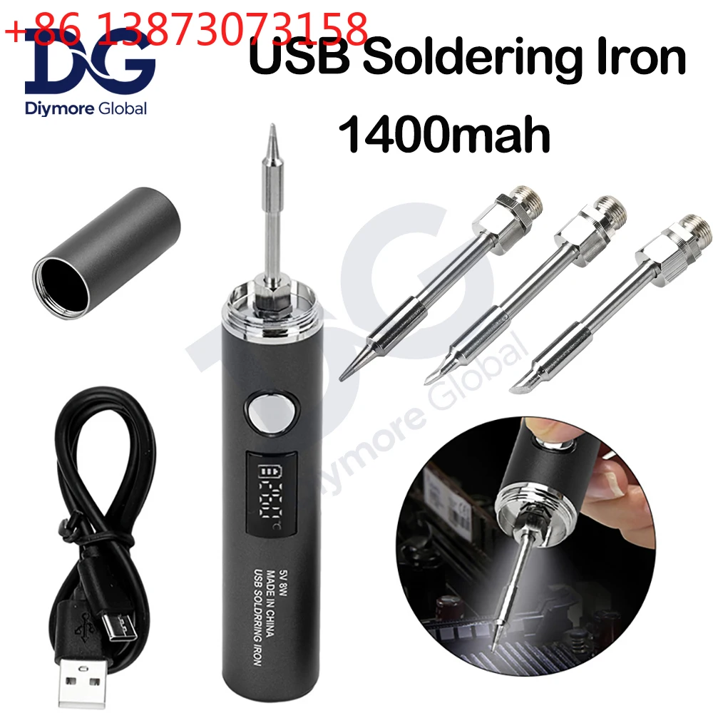 

Беспроводной паяльник USB 1400 мАч с быстрой зарядкой, перезаряжаемый, портативный, для ремонта и сварки