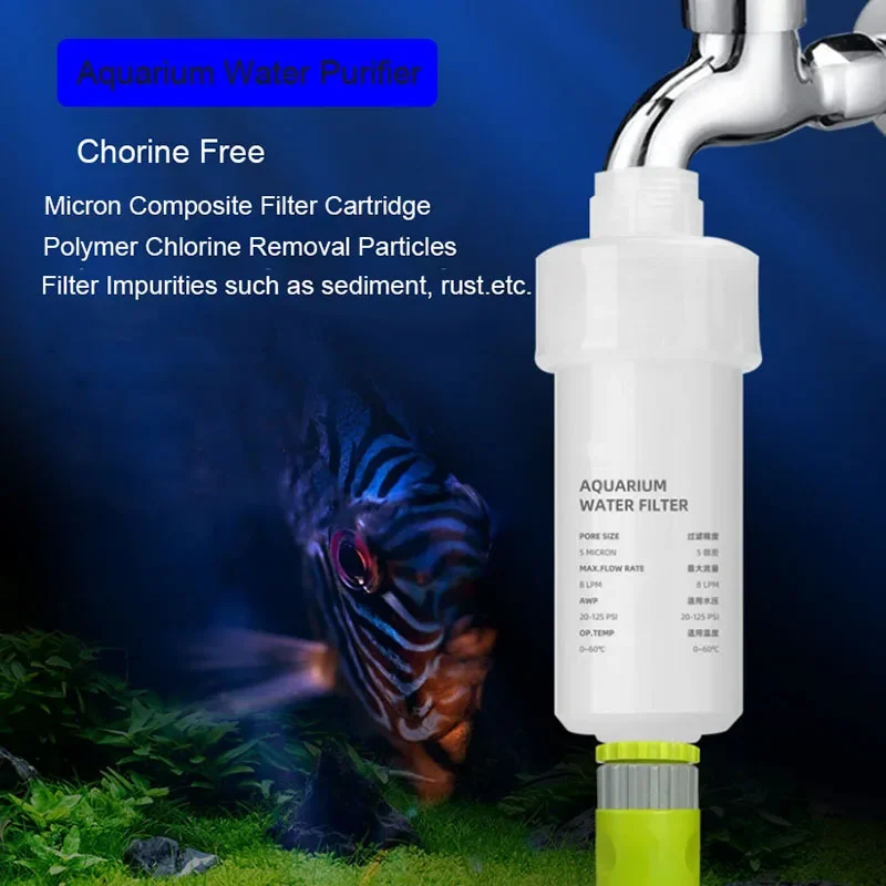 Aquarium Fish Tank External Water Filter 5 Micron Chlorine Removal Dechlorination Purifier Accessories Filtration Products