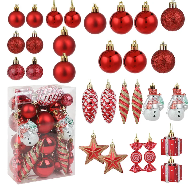 20/29Pcs Christmas Tree Balls Ornament Red Rose Gold Hanging Bauble Pendant 2025 Christmas Decoration For Home New Year Gifts