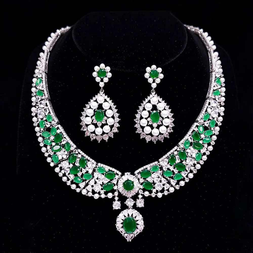 New Vintage Gorgeous Gentle Women Costume Accessories Pink Jewelry Necklace Earring Set Wedding Holiday Everyday Gift M-1006