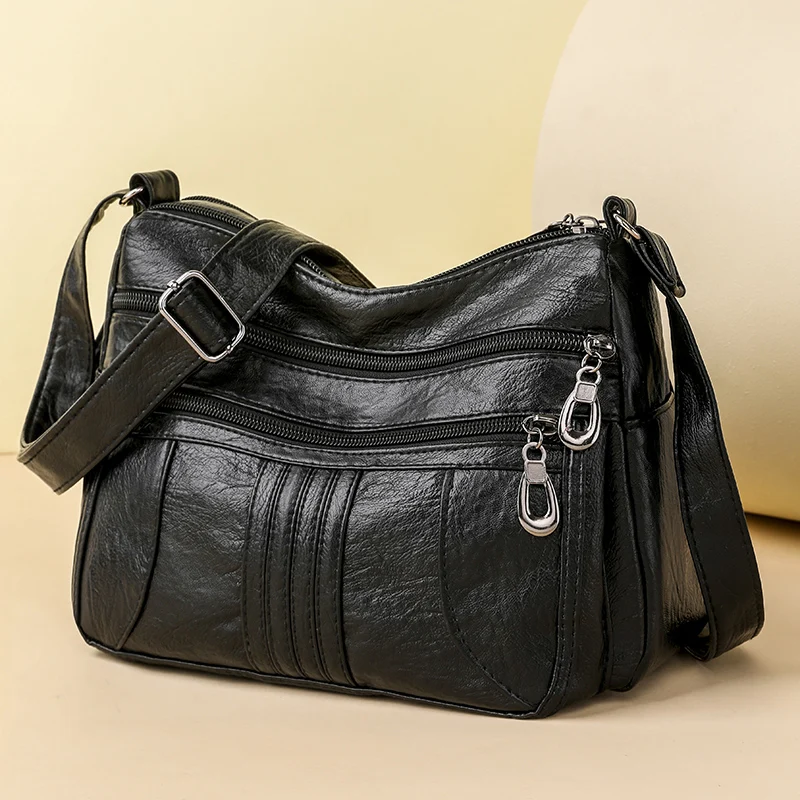 

Fashion Genuine Soft PU Leather Women Tote Bags Luxury Female Shoulder Crossbody Bag Large Capacity Ladies Handbags Sac A Main