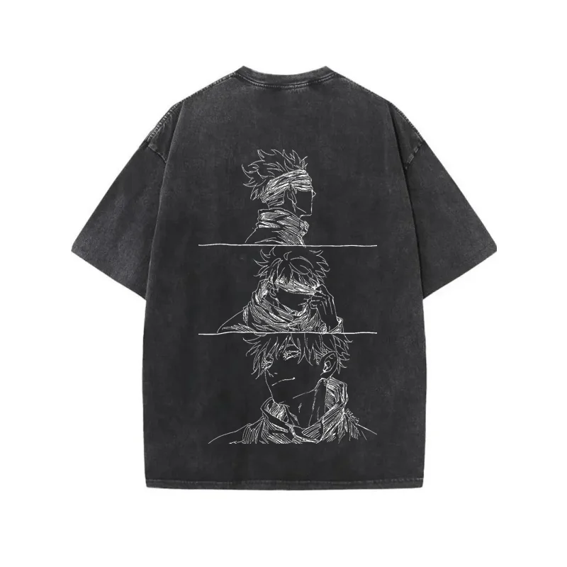 

Gojo Satoru аниме дзюдзюцу кайсен мужская летняя футболка в стиле Харадзюку хлопковая винтажная уличная футболка большого размера для фитнеса женская повседневная с коротким рукавом