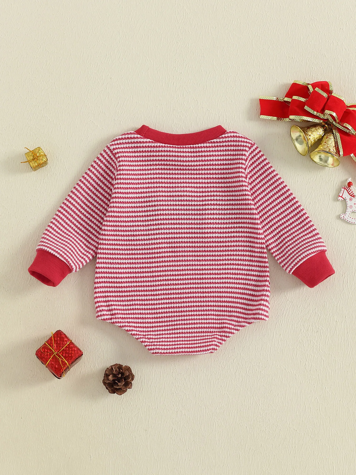 Sudaderas con capucha de invierno para niños pequeños, peleles, trajes de Navidad, monos de manga larga a rayas con bordado de renos para otoño