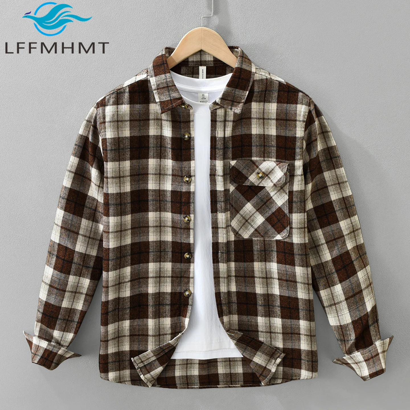 Men Japanese Style Vintage Plaid Shirt Long Sleeve Loose Oversized Button Down Fall Daily Casual Comfort Layering Classic Tops