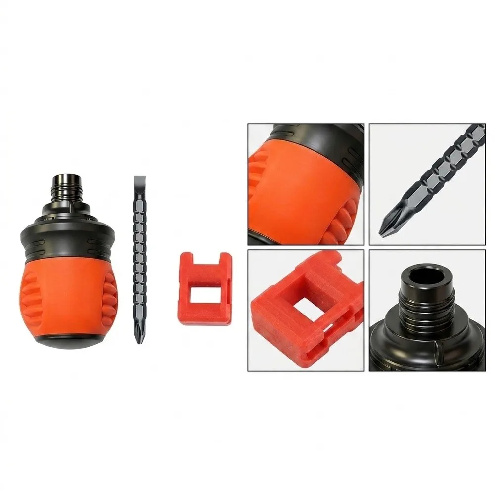 Compact Short Handle Ratchet Screwdriver Set Two in One Design Magnetic Tip for Electronics Repair and Model Building