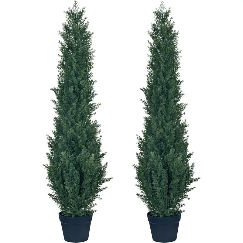 

2 Packs 4ft Artificial Cedar Topiary Trees - Fake Boxwood Topiary Cypress Trees Potted Plants, Artificial Plants Shrubs for Home