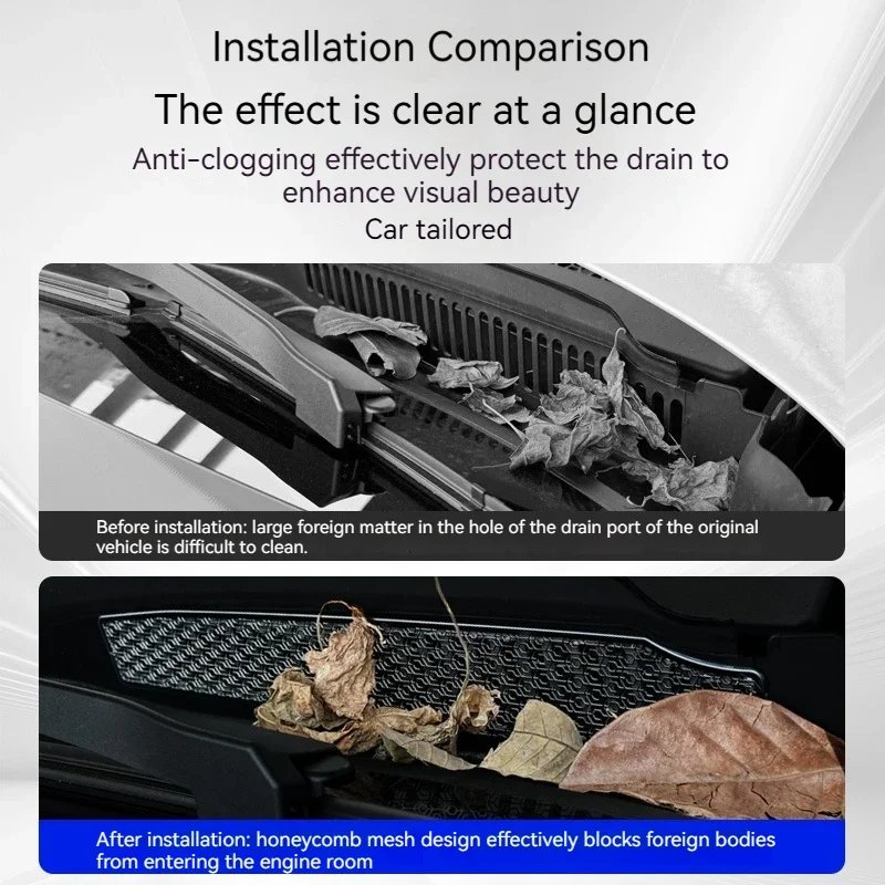 2PCS Car Front Water Drain Cover Engine Front Drain Cover Windshield Anti Blocking Protective Stickers For BMW 5 Series i5 G60