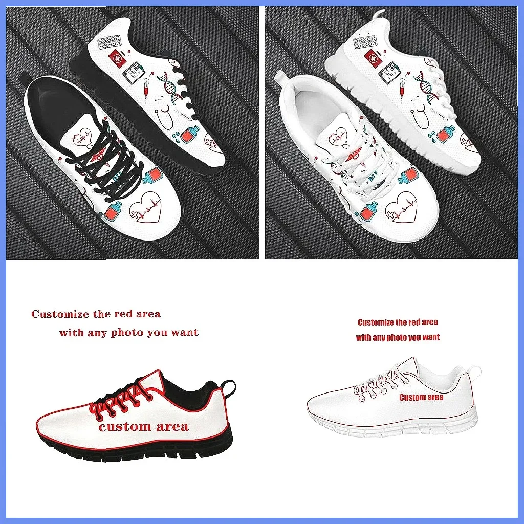 

Модные женские кроссовки для медсестер - легкие сетчатые туфли EMT с дизайном в виде сердцебиения для отделений неотложной помощи и сестринского отделения