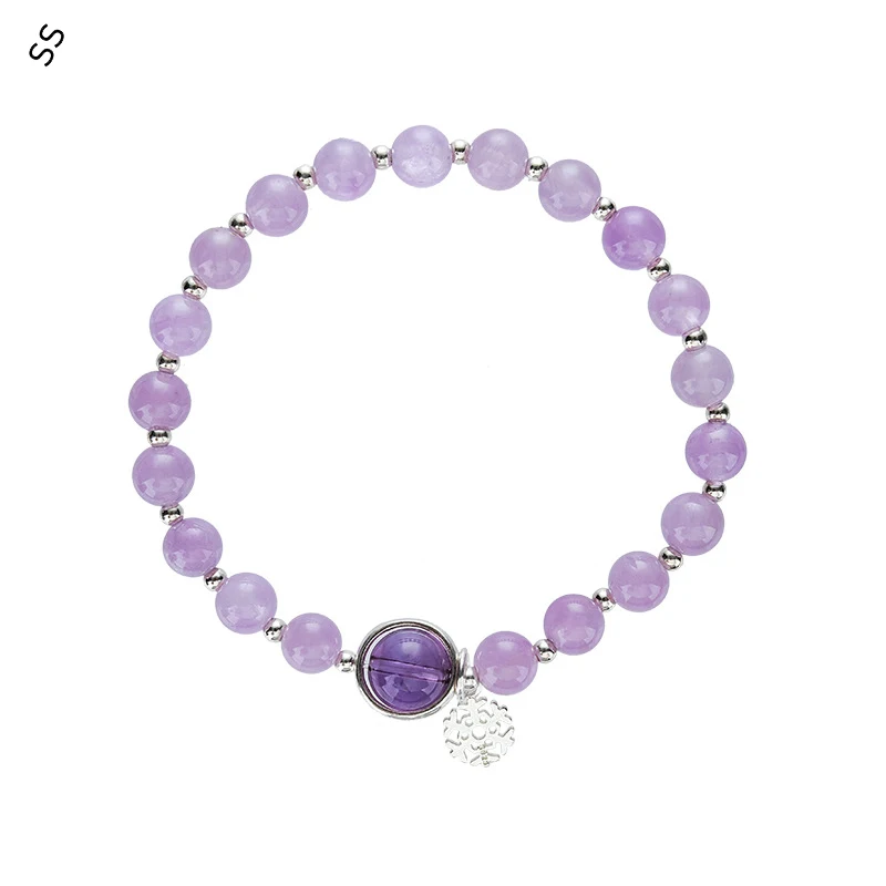 

Lavender Amethyst Bracelet for Women Simple Lady Style S925 Silver Snowflake Pendant Jewel Accessory Natural Crystal Hand Chain